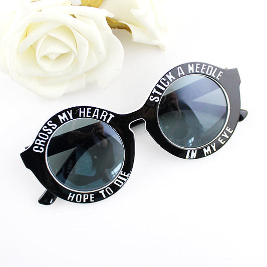 Chic White Accent Black Frame Sunglasses Trendy Sunnies Gift