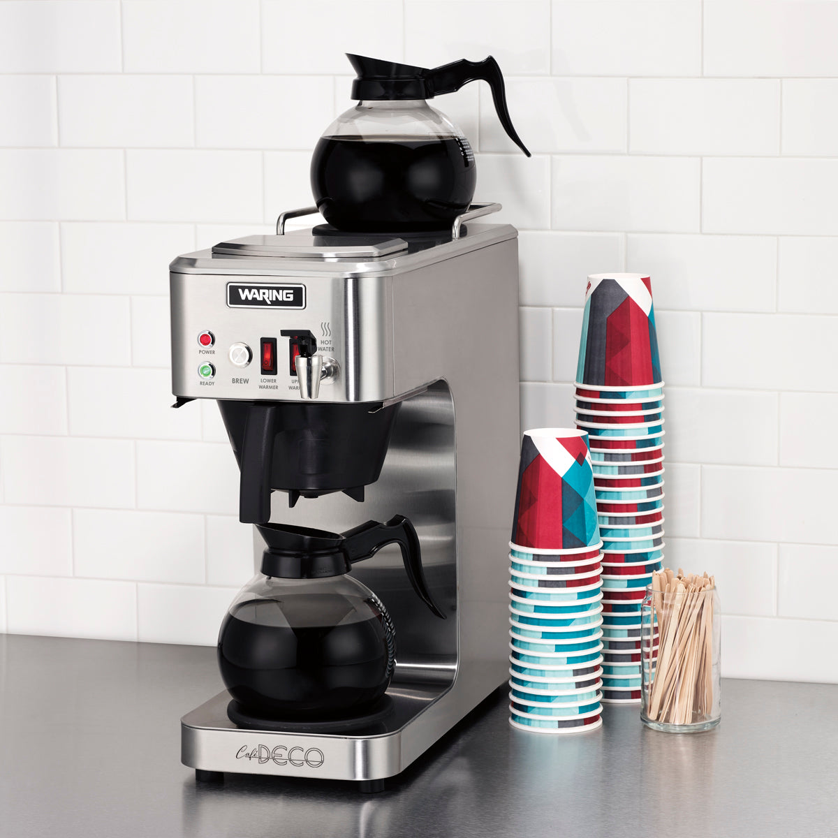 WCM50P "Café Deco" Automatic Coffee Brewer with Two Warmers & Hot Water Faucet by Waring Commercial-1