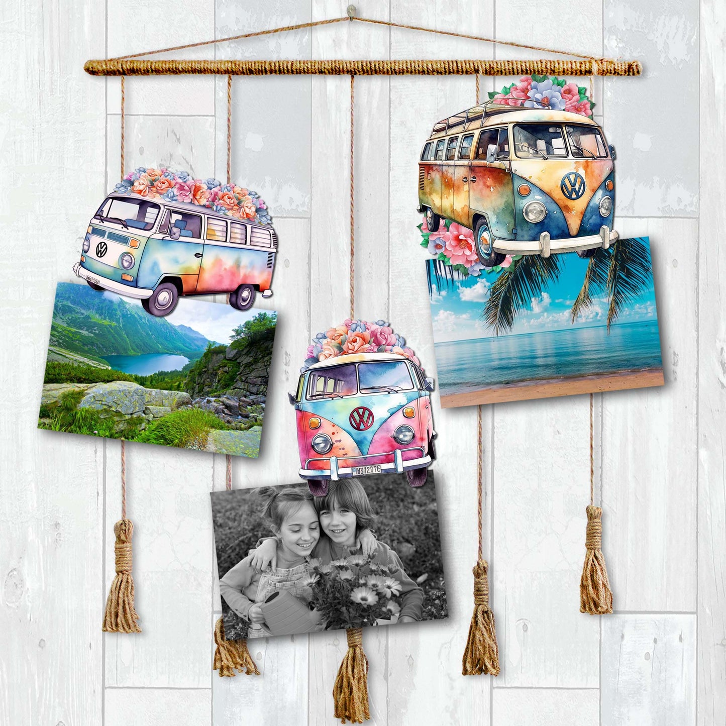 Surf Vans Decorative Wooden Clip-on Ornaments Set of 3 by G. Debrekht - Christmas Decor - 8091040C-S3