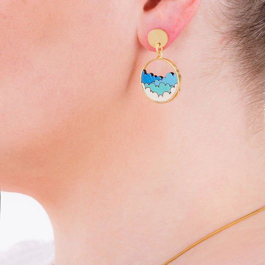Cloud Eco-friendly Recycled Wood Gold Earrings-0