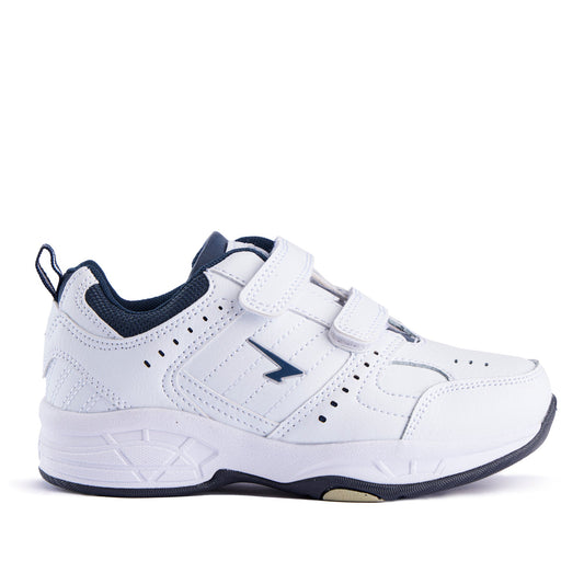 Defy Junior Leather V Strap Cross Trainer  - White Navy-0