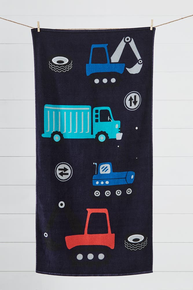 NNEKGE Construction Trucks Kids Beach Towel