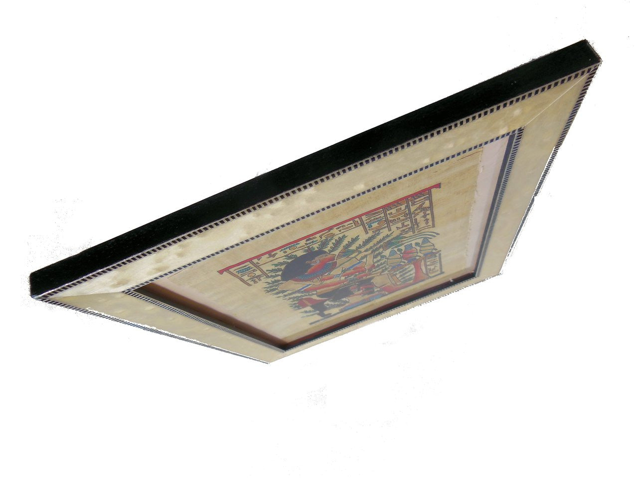 Giant Pharaoh. Papyrus painting from Egypt in Italian frame.-1