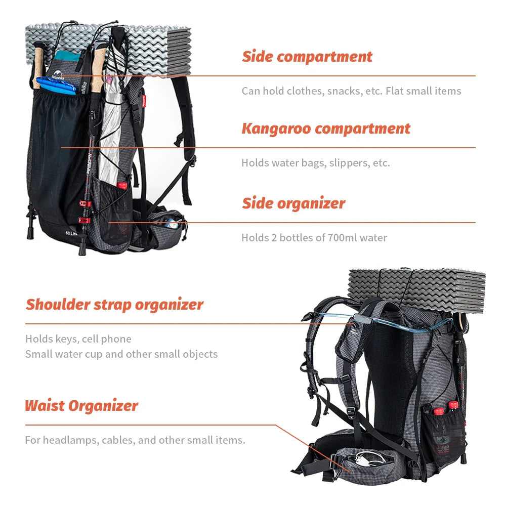 NNEOBA 40+5L Climbing Backpack Black