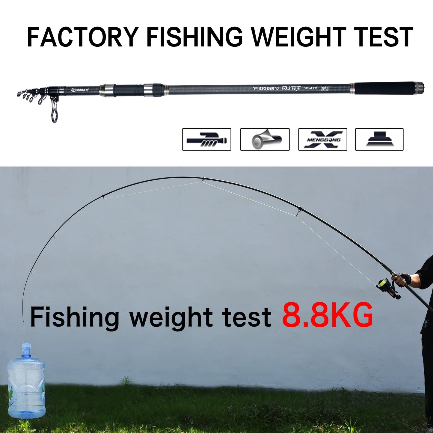 NNEOBA 5.3m Telescopic Surf Spinning Rod 30T Carbon Fiber Black-3