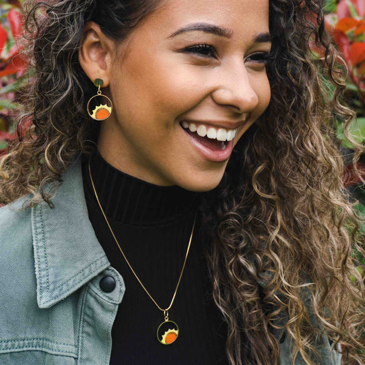 Sunshine Eco-friendly Recycled Wood Gold Earrings-0