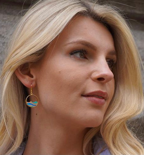 Ocean Eco-friendly Recycled Wood Gold Earrings-0