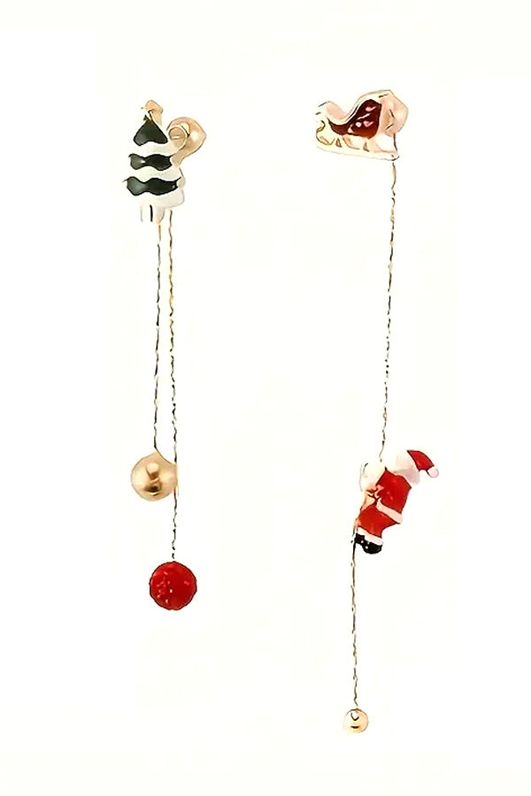 CHRISTMAS THEME SANTA LONG CHAIN DROP EARRING-0
