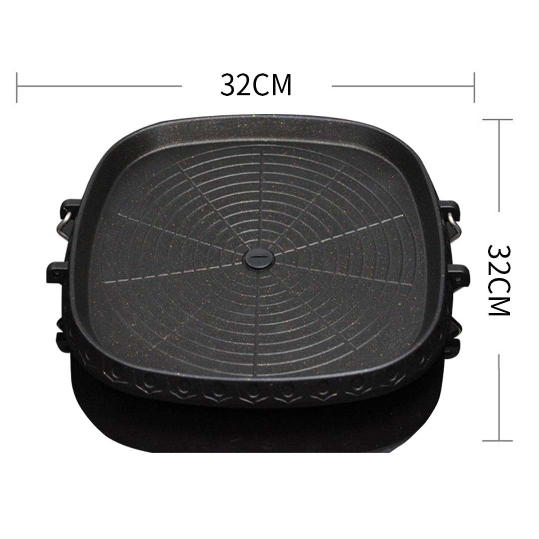 NNEAGS Portable Korean BBQ Butane Gas Stove Stone Grill Plate Non Stick Coated Square-1
