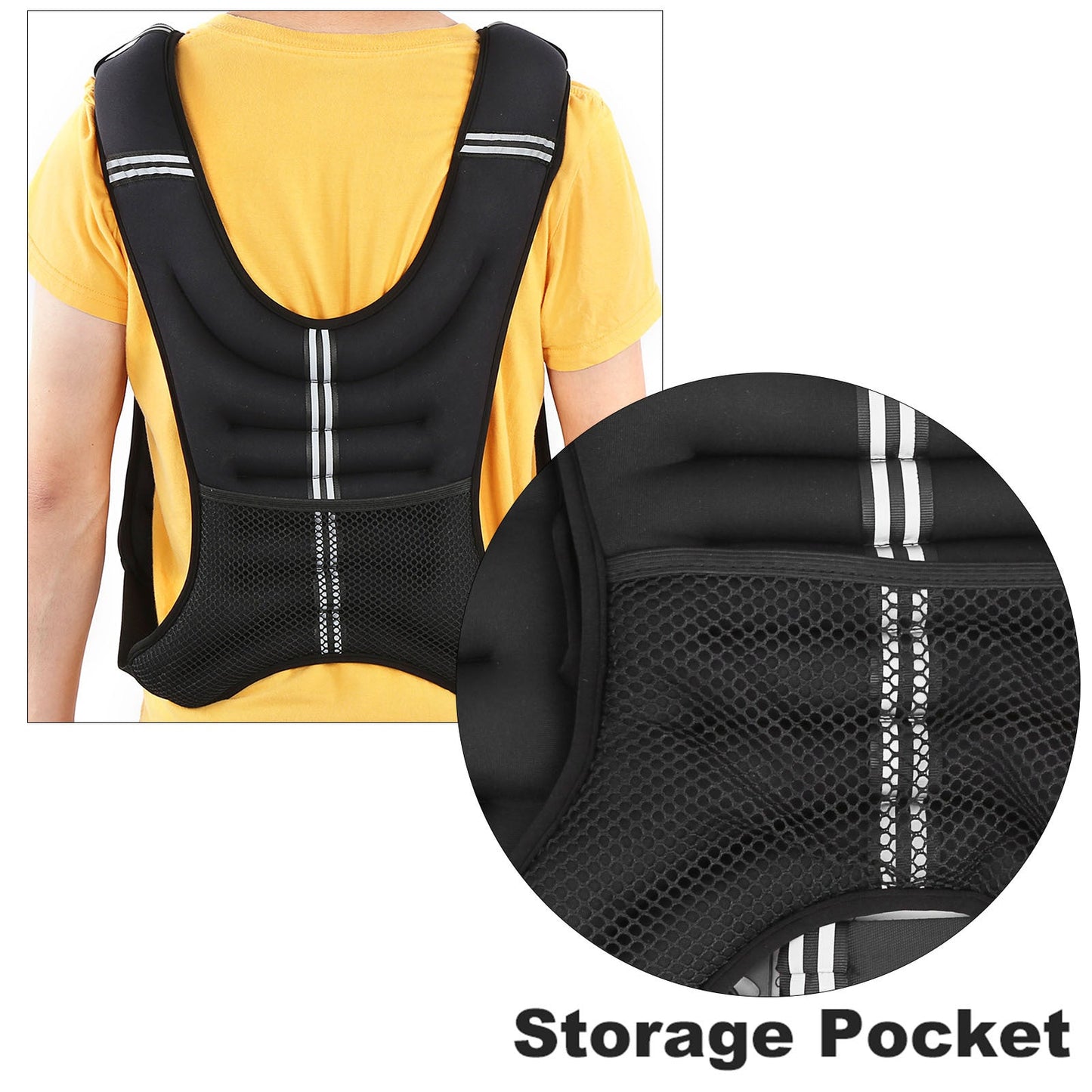 Weighted Vest for Strength Training with Adjustable Buckles, 10.3KG(Black)-3