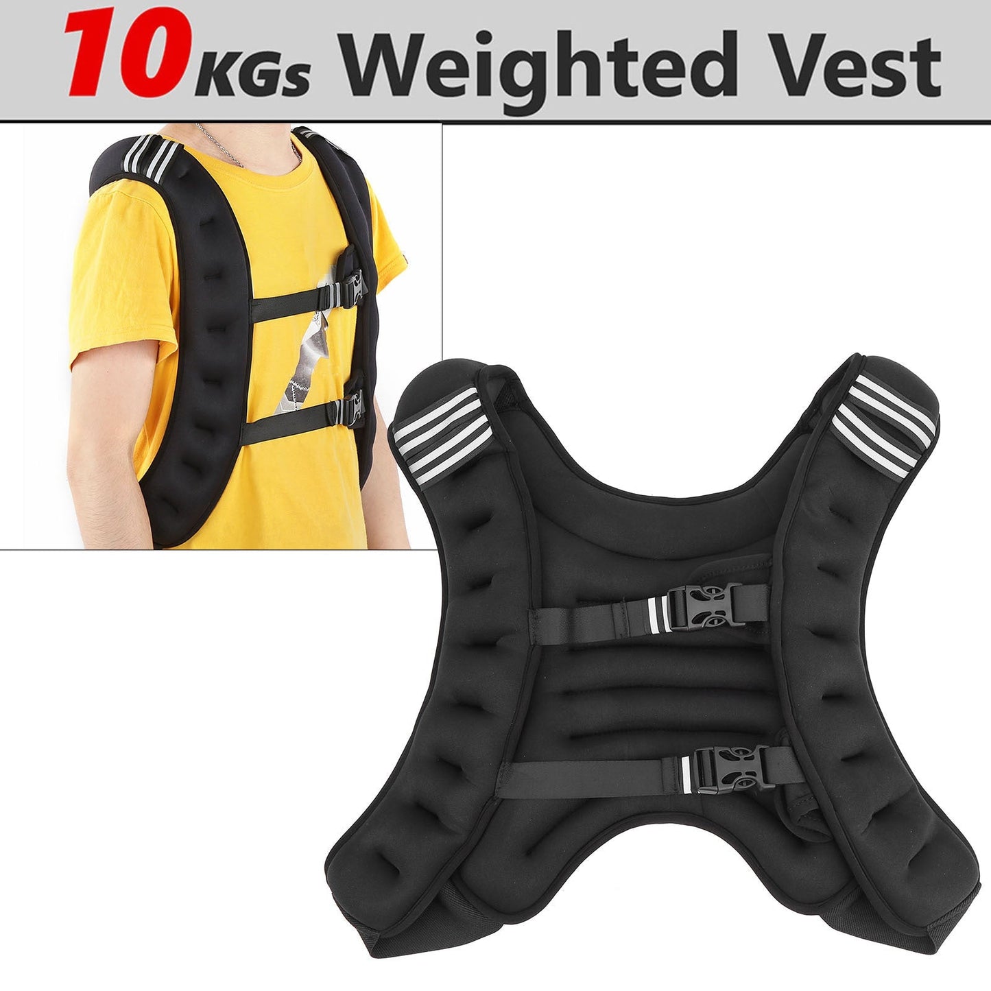 Weighted Vest for Strength Training with Adjustable Buckles, 10.3KG(Black)-2