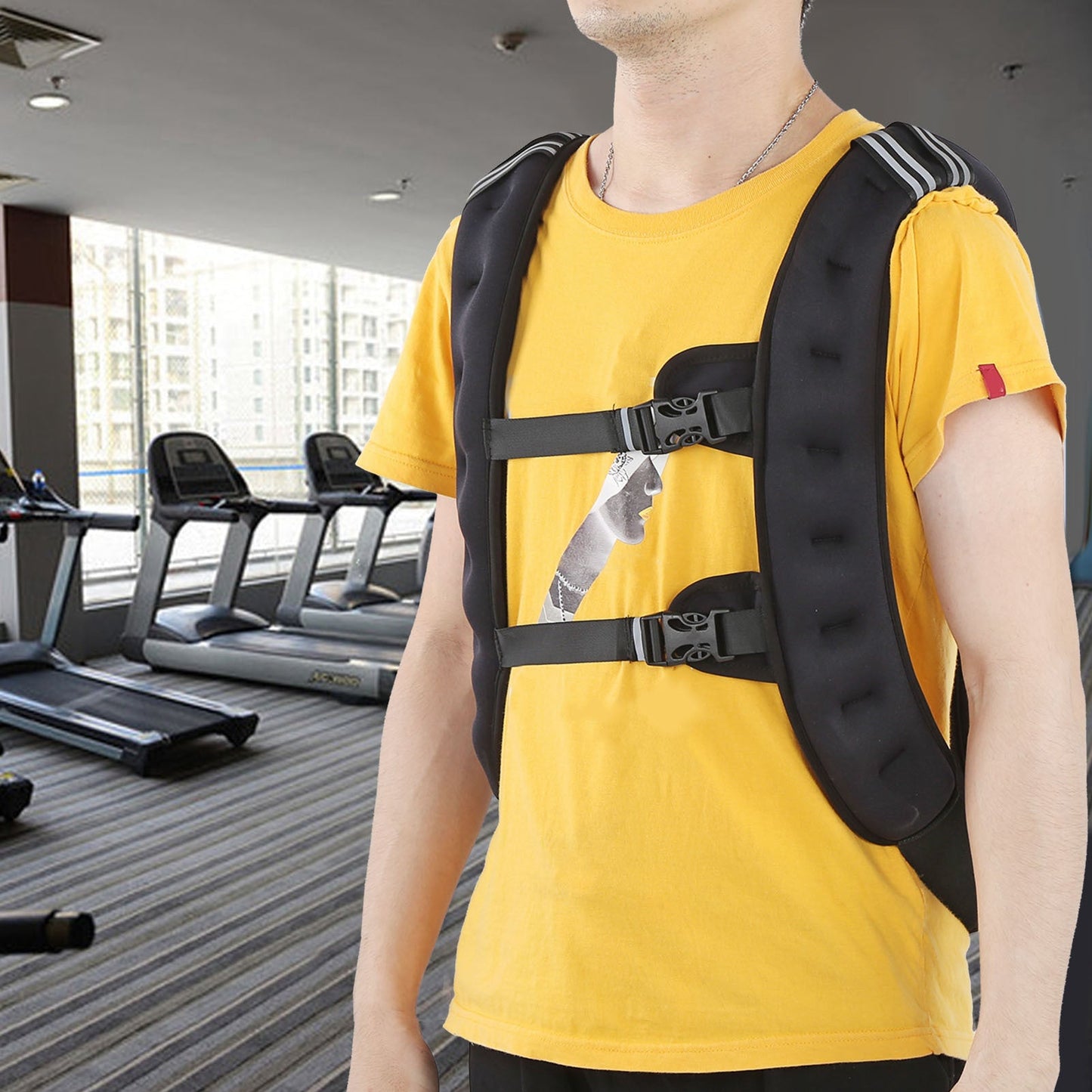 Weighted Vest for Strength Training with Adjustable Buckles, 10.3KG(Black)-4