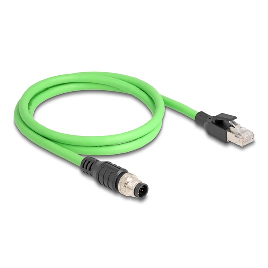 Delock Kábel M12 A kódolt 8 tűs apa - RJ45 apa PUR (TPU) 1 m (80421) (80421)-0