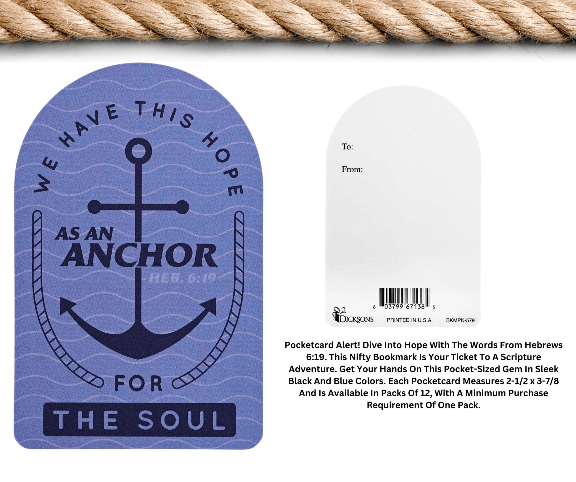 Pocketcard: Hope From Hebrews 6:19 In Black And Blue-4