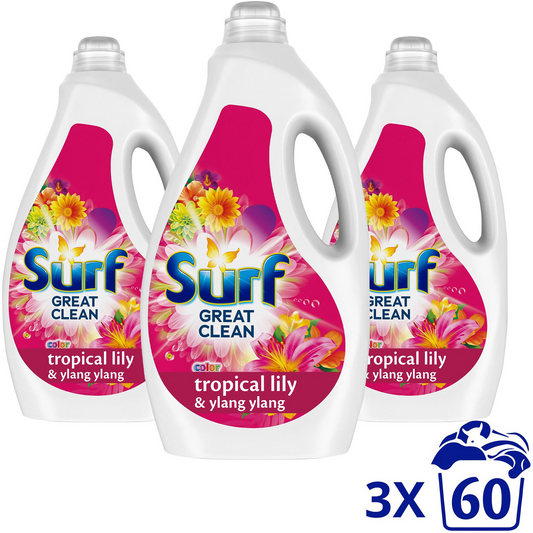 Гел за пране SURF Tropofical, 3x60 пранета, 3x3L (8710447475874)-0