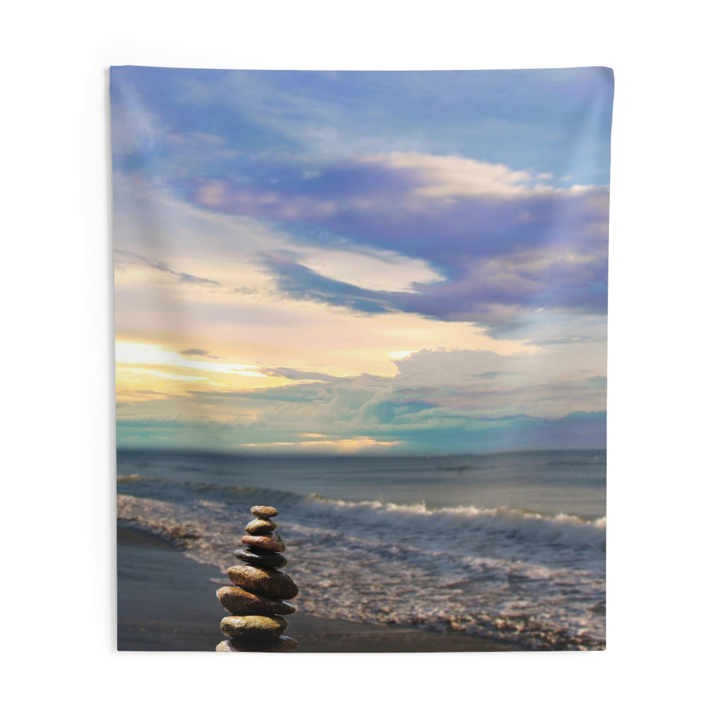 Stacking stones Beach Tapestry