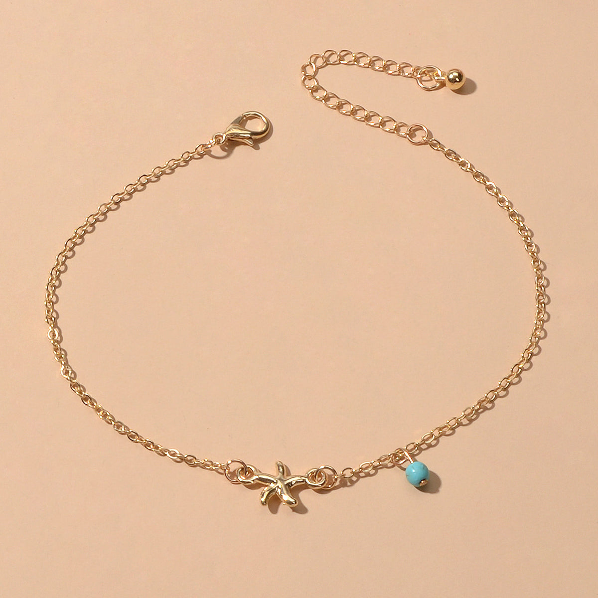 Gold Silver Chain Turquoise Starfish Anklet Barefoot Ankle Foot Jewellery-1