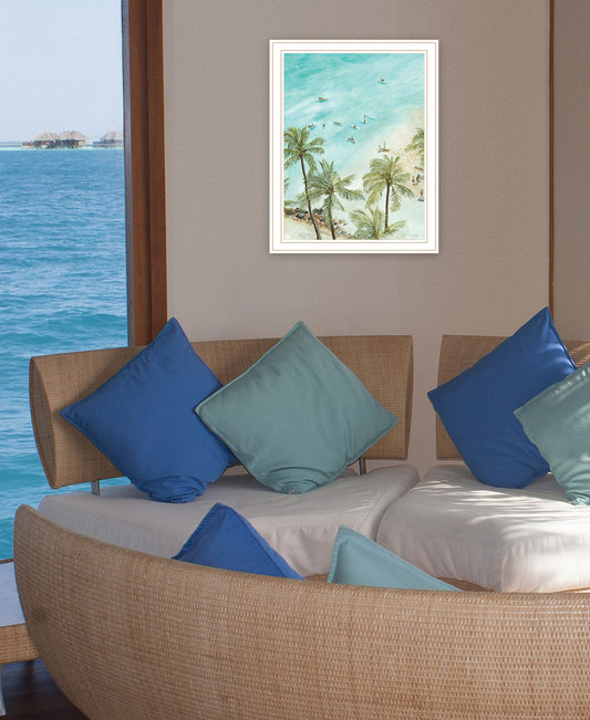 SURFING FROM AFAR White Framed Print Wall Art