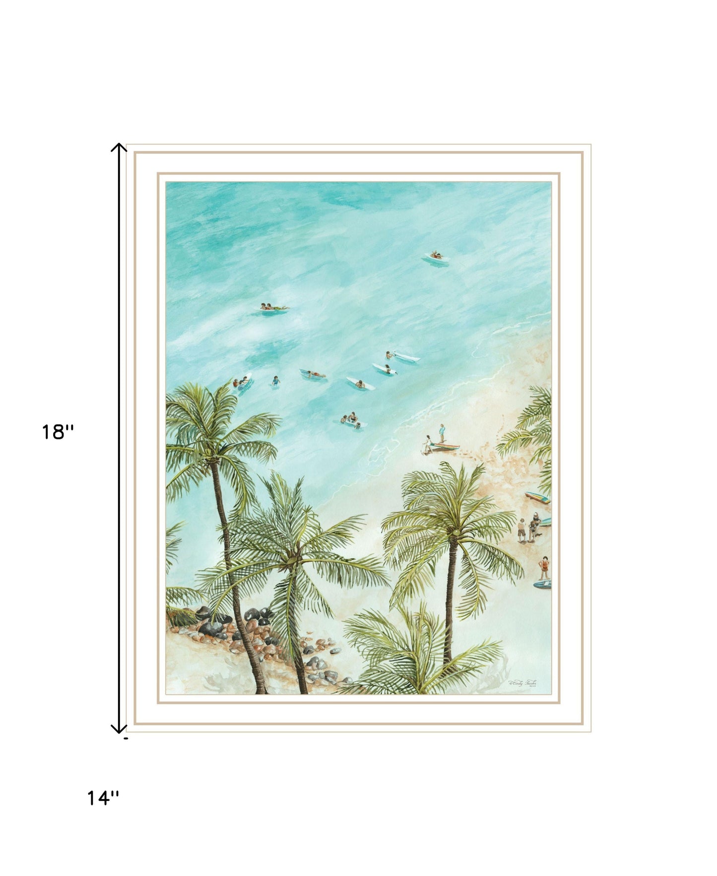 SURFING FROM AFAR White Framed Print Wall Art