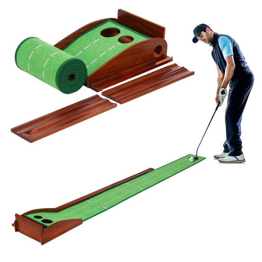 Golf Putting Mat with 2-Hole Training Design-0