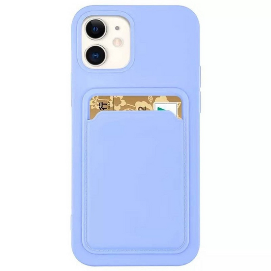 Apple iPhone 15 Pro, Szilikon tok, kártyatartóval, Wooze Card Slot, világoskék (139171)-0
