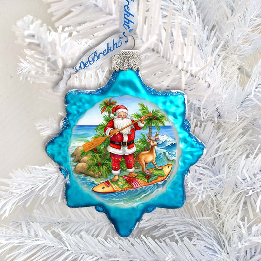 Holiday Coastal Ornament - Santa's Surf Keepsake Glass Ornaments by G. Debrekht - Christmas Décor - 777417
