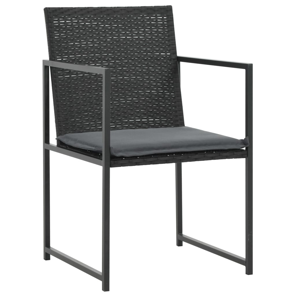 NNEVL 9 Piece Outdoor Dining Set with Cushions Poly Rattan Black-1