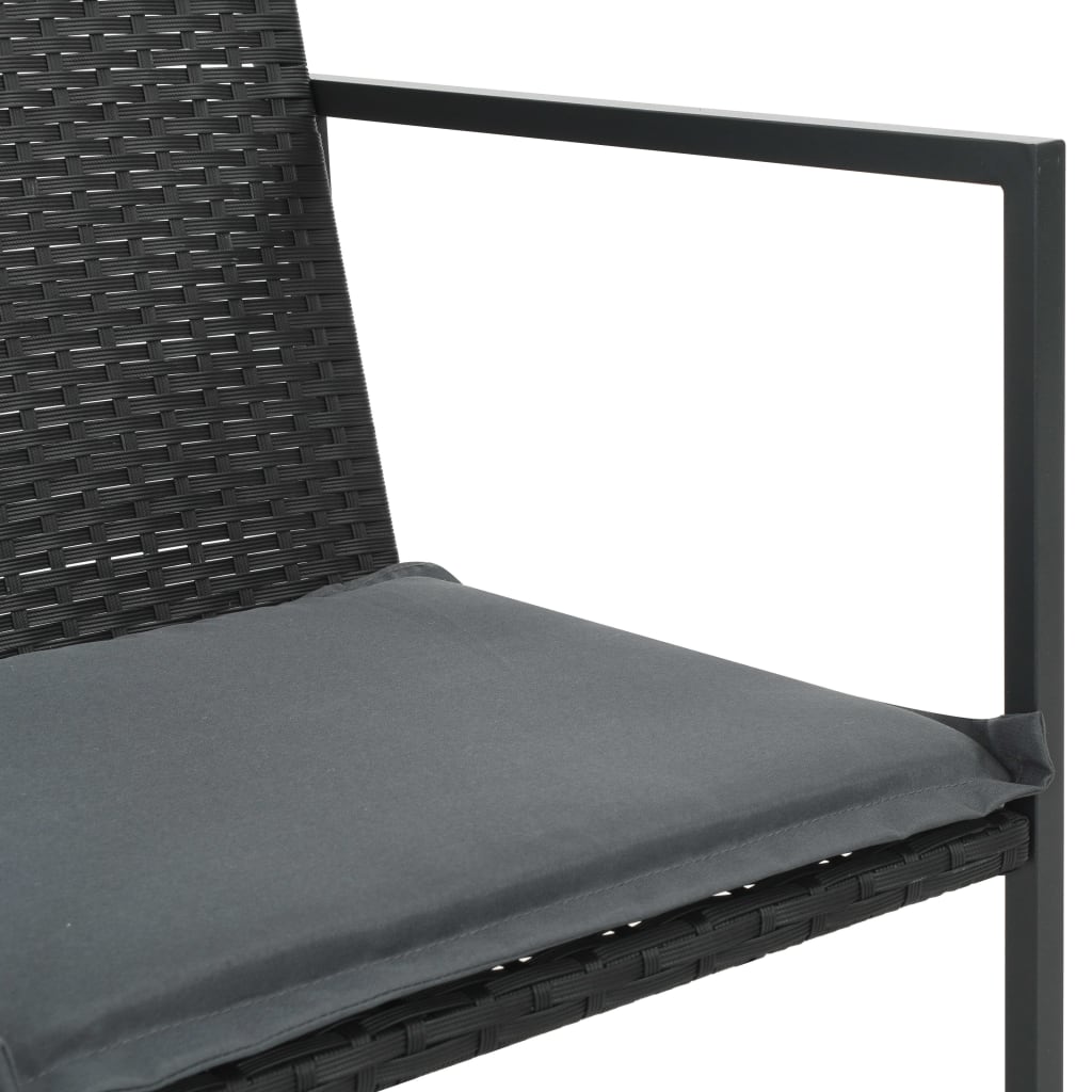 NNEVL 9 Piece Outdoor Dining Set with Cushions Poly Rattan Black-2