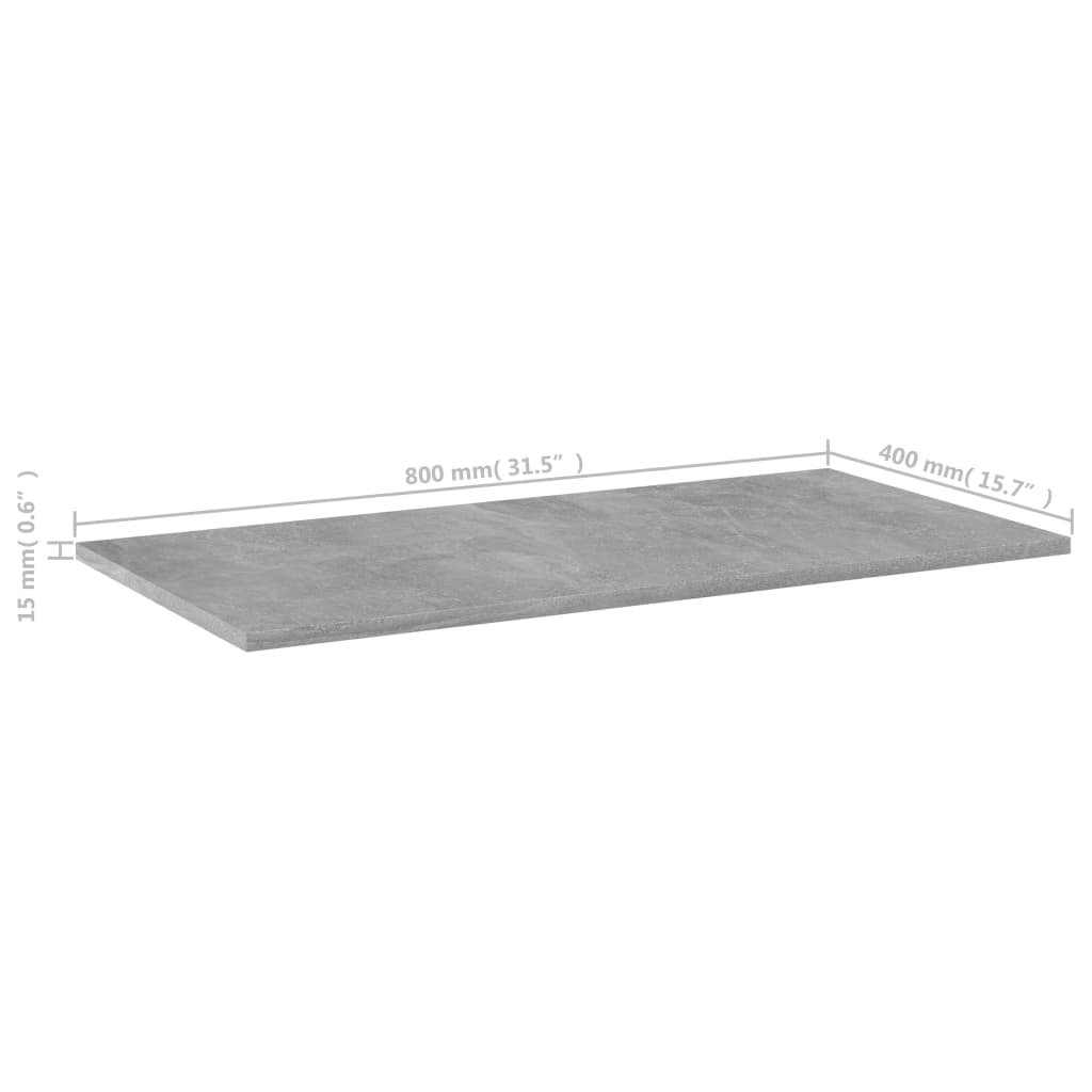 NNEVL Bookshelf Boards 4 pcs Concrete Grey 80x40x1.5 cm Chipboard-4