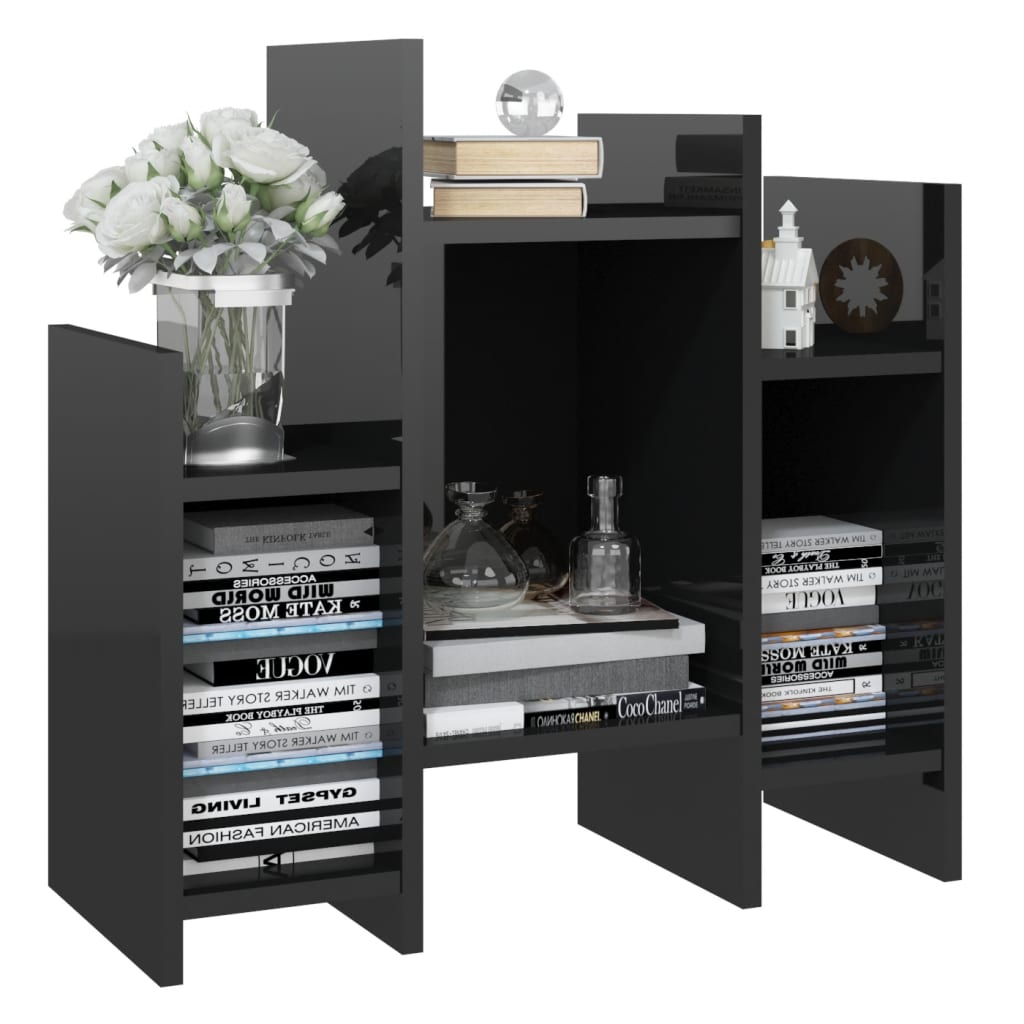 NNEVL Side Cabinet High Gloss Black 60x26x60 cm Chipboard-3