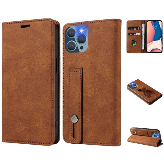 Huawei Nova 10, Oldalra nyíló tok, stand, kártyatartóval, kézpánttal, Wooze Business Plus, barna (132923)-0