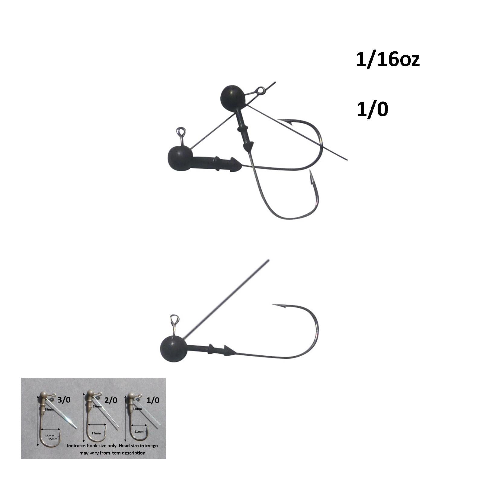 Vike 1/16 oz Weedless Round Jig Head with a Size 1/0 Hook Tungsten, 4 pack-1