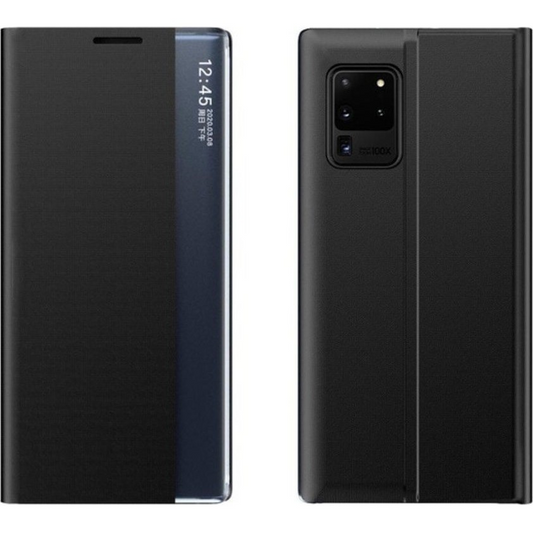 Xiaomi Poco X4 Pro 5G, Oldalra nyíló tok, stand, hívás mutatóval, vékony csíkban, Wooze Look Inside, fekete (123281)-0