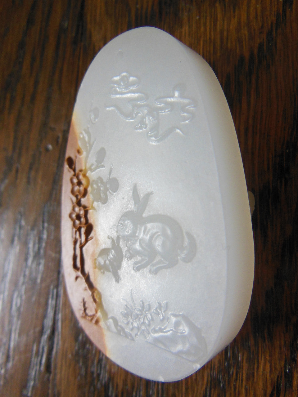 Jade Pendant- Carved bronze and white jade from China.-2