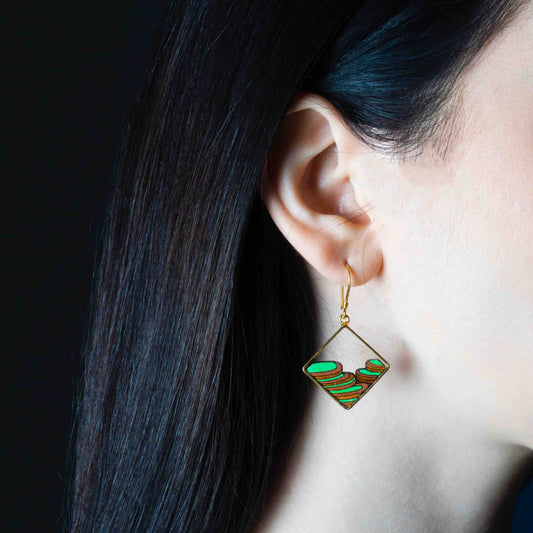 Rice Terrace Eco-friendly Recycled Wood Gold Earrings-0