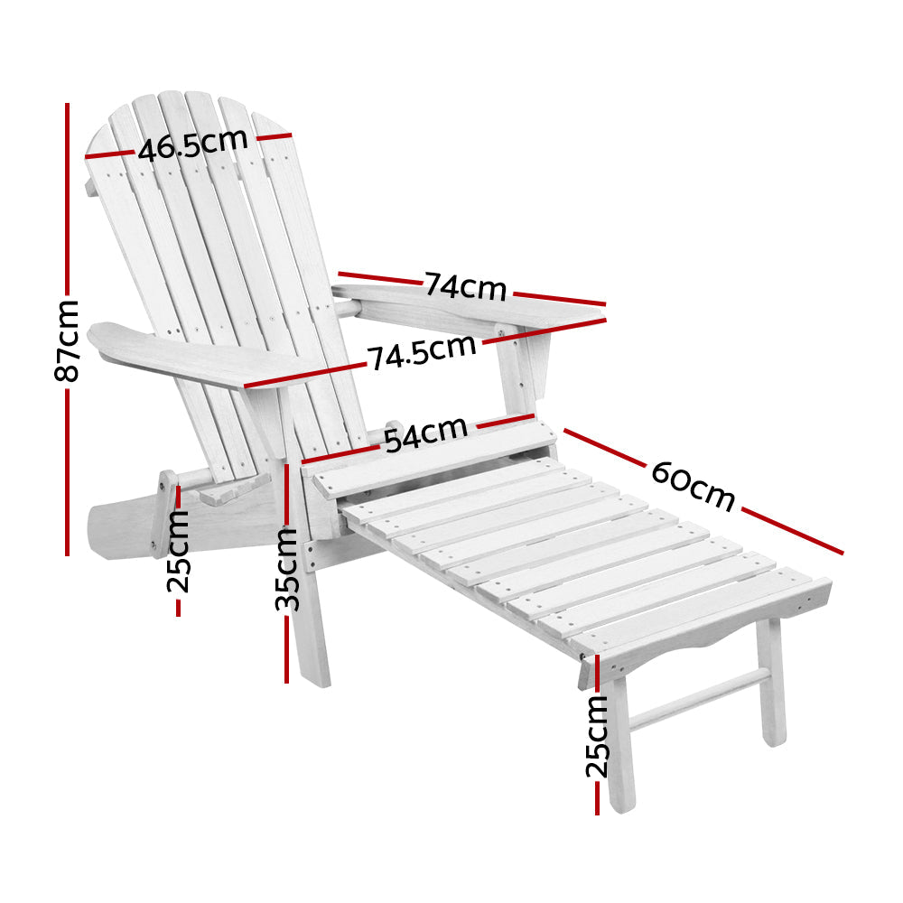 NNEDSZ Beach Chair with Ottoman - White