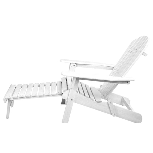 NNEDSZ Beach Chair with Ottoman - White