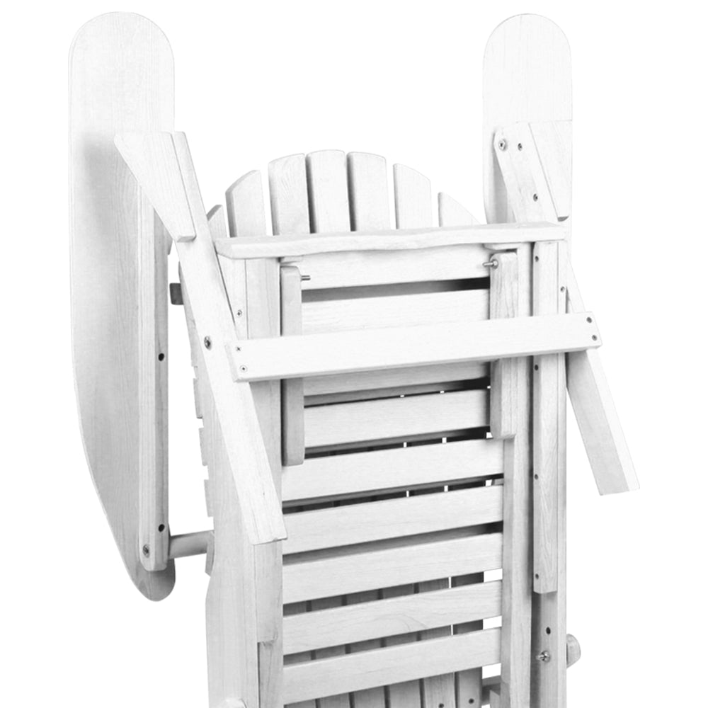 NNEDSZ Beach Chair with Ottoman - White