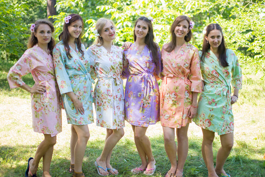 Peach Beach Days Style Caftan in Flower Rain
