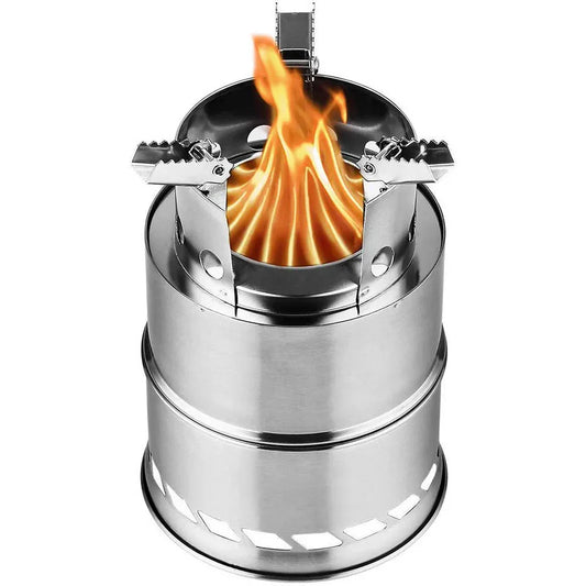 Portable Wood-Burning Camping Stove Silver-0