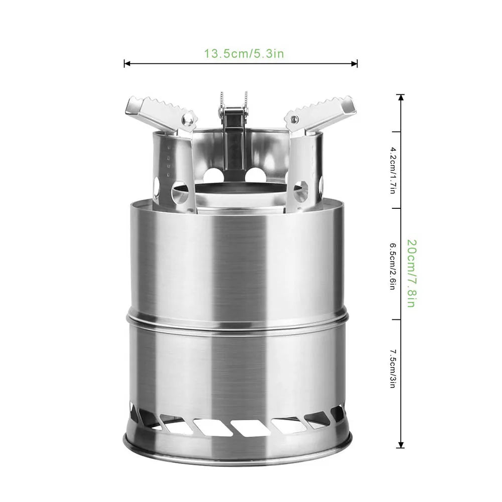 Portable Wood-Burning Camping Stove Silver-1