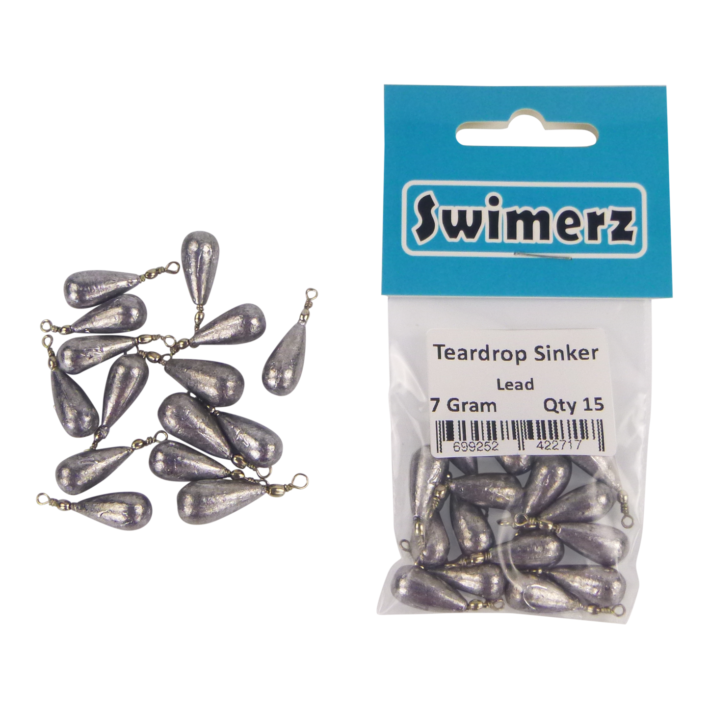 Swimerz 7gm Teardrop Sinker, Lead, 15 pack-1