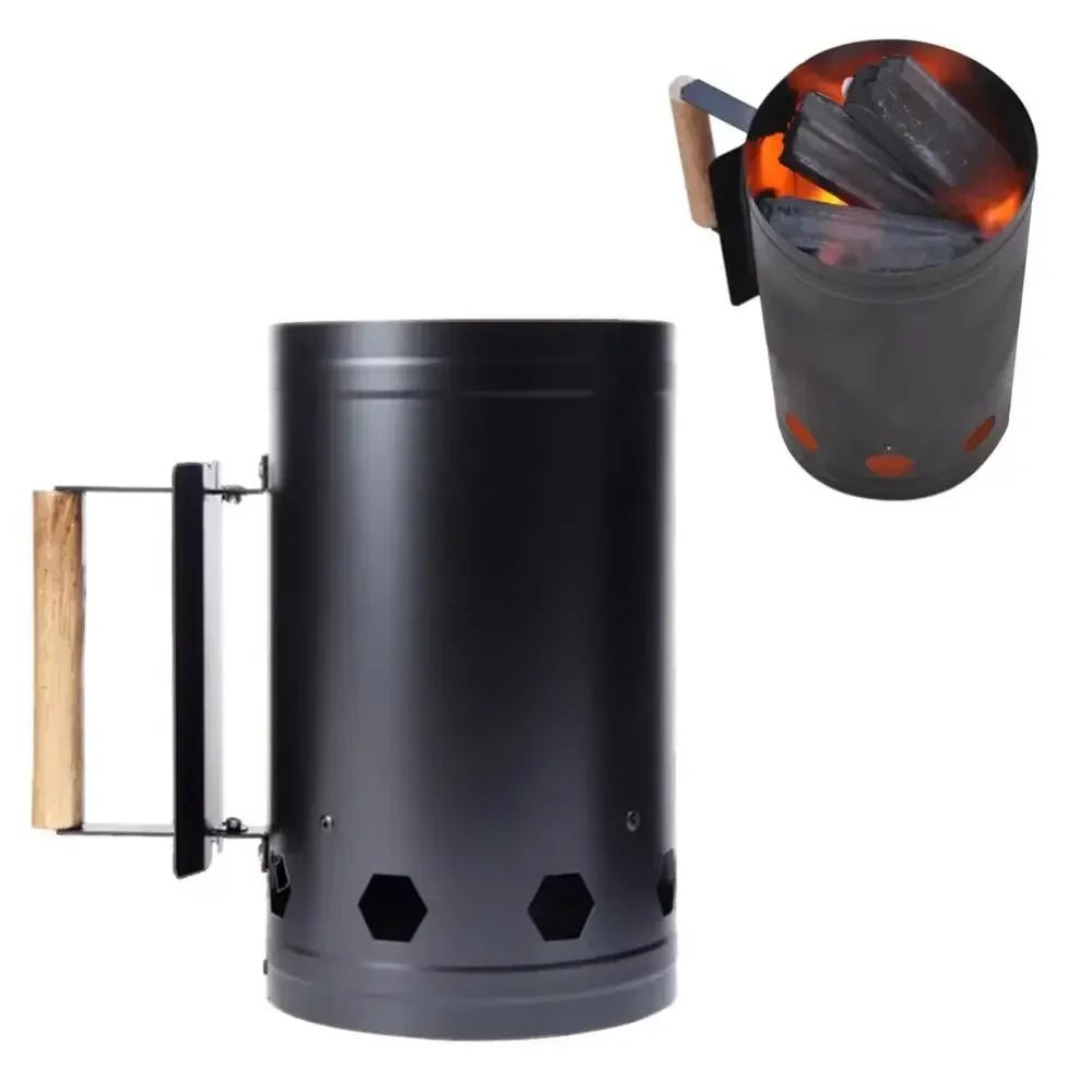 NNEOBA Charcoal Starter Chimney Spark Bucket Black-1
