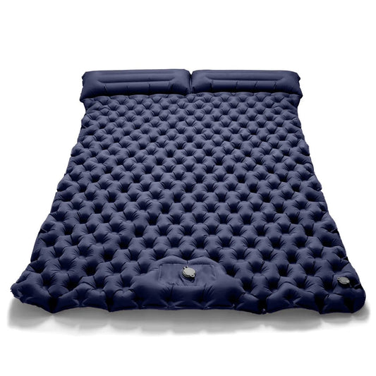 Double Sleeping Pad Inflatable Camping Navy Blue-0