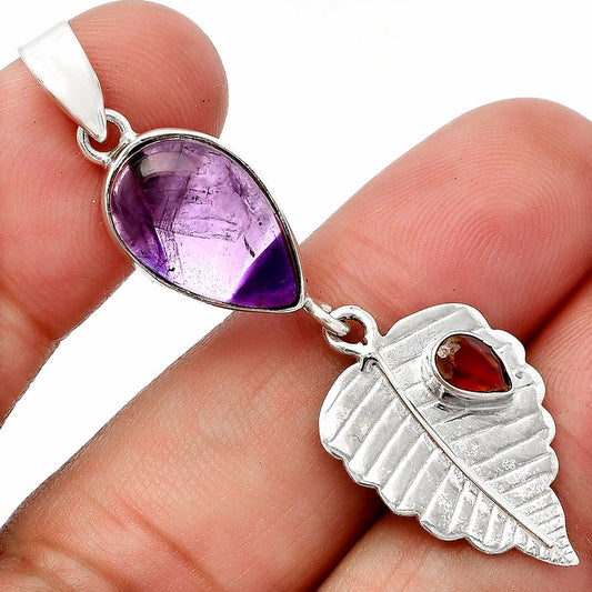 Super 23 Amethyst Mineral From Auralite & Garnet Pendant P-1539 SDP146836-0
