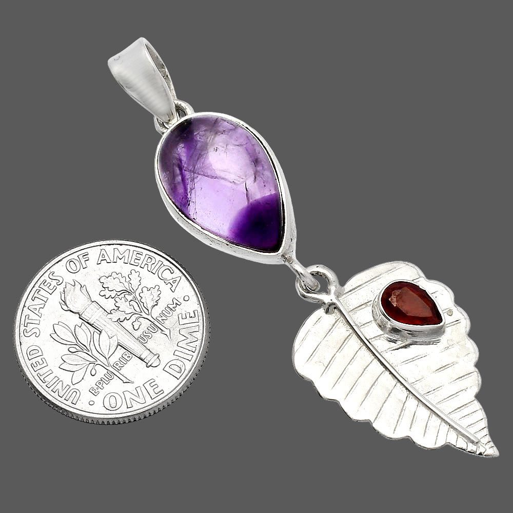 Super 23 Amethyst Mineral From Auralite & Garnet Pendant P-1539 SDP146836-2