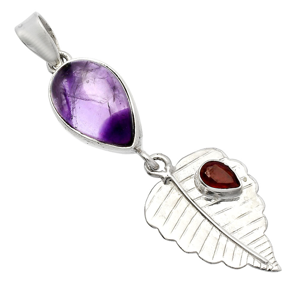 Super 23 Amethyst Mineral From Auralite & Garnet Pendant P-1539 SDP146836-1