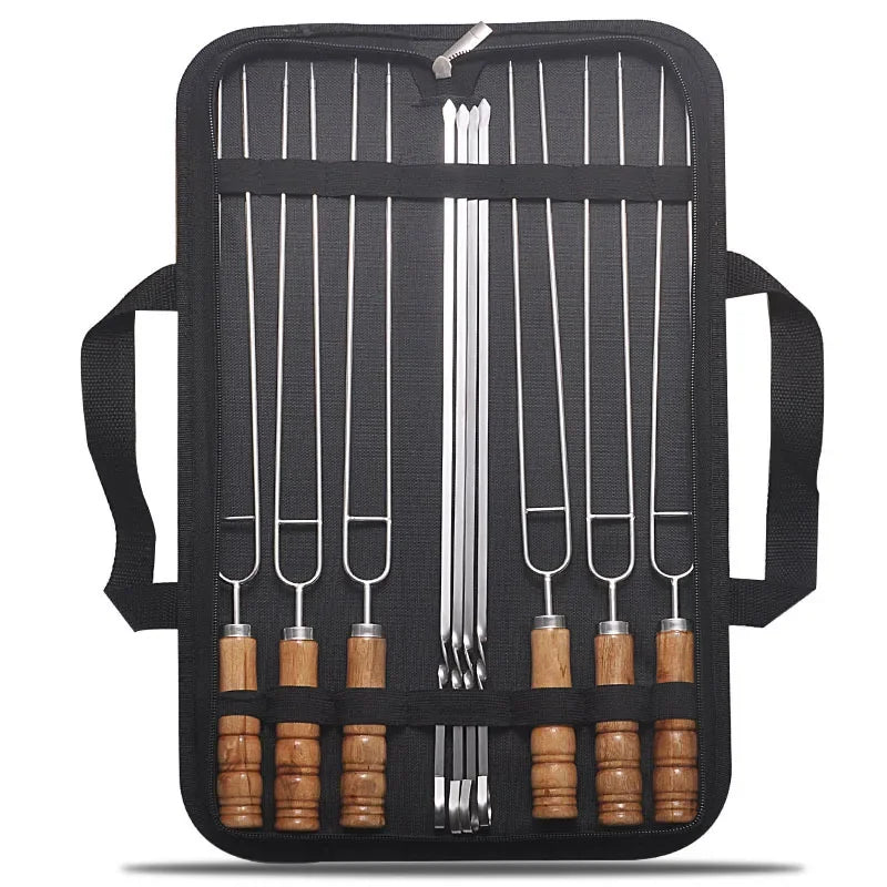 NNEOBA 10PCS Stainless Steel BBQ Skewers Black-0