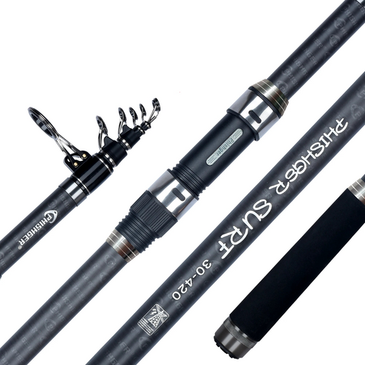 NNEOBA 5.3m Telescopic Surf Spinning Rod 30T Carbon Fiber Black-0