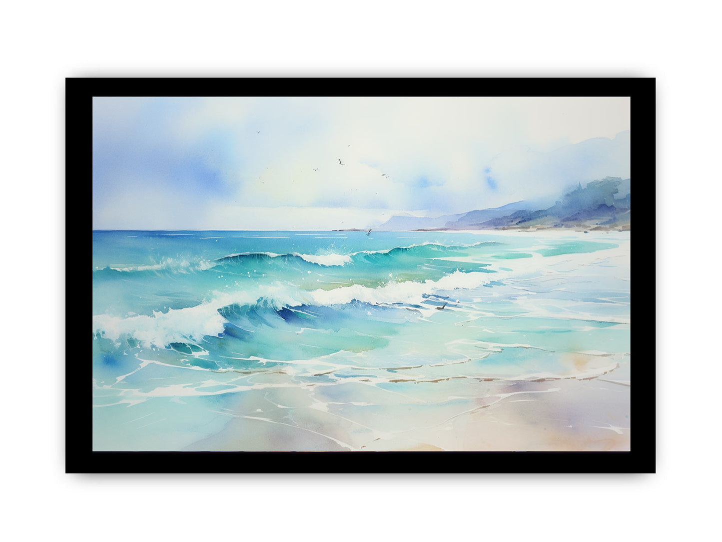 Watercolor Beach Canvas Art Print